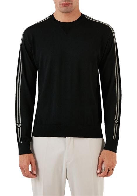 Maglione in lana vergine rasata con logo aquila jacquard EMPORIO ARMANI | Maglie | 6R1MXG 1MNGZF093